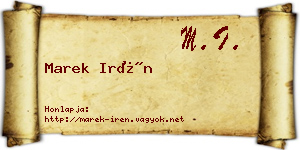 Marek Irén névjegykártya